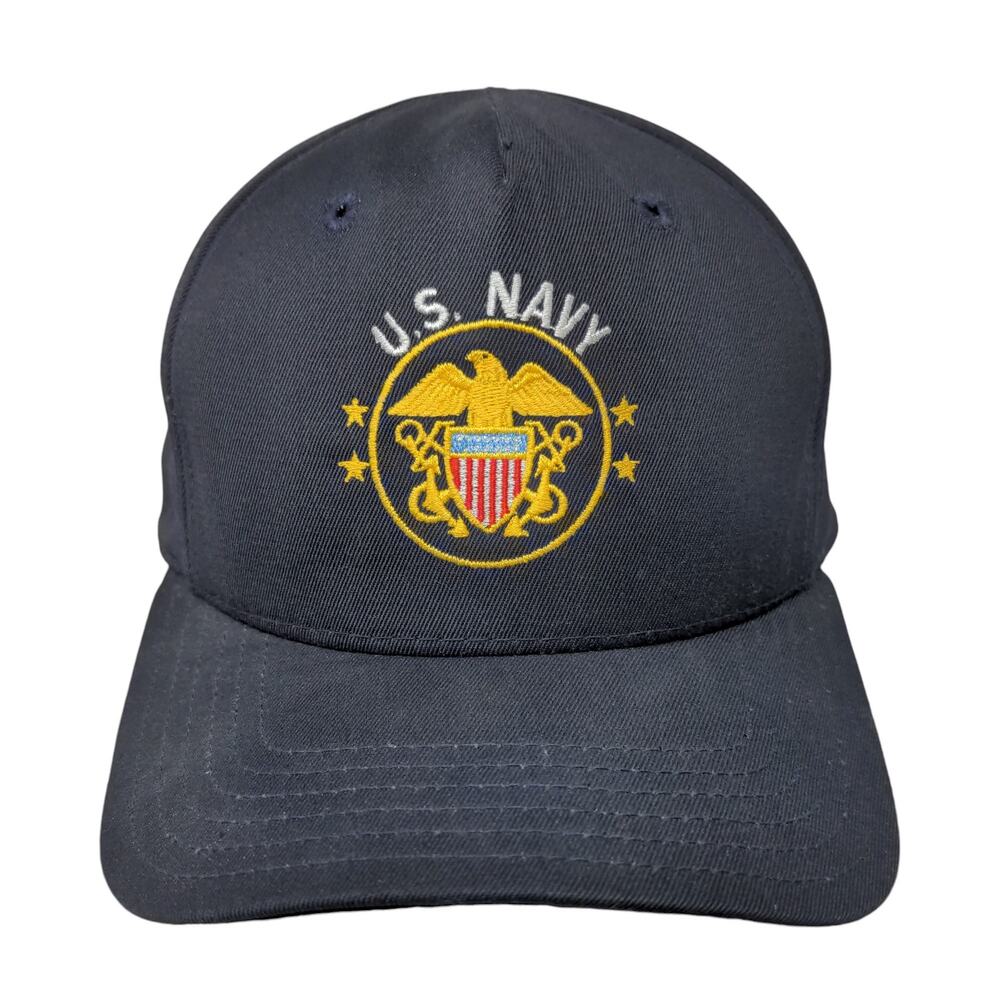 Bancroft Cap Vintage US Navy Snapback Trucker Hat Blue Size L Made in USA